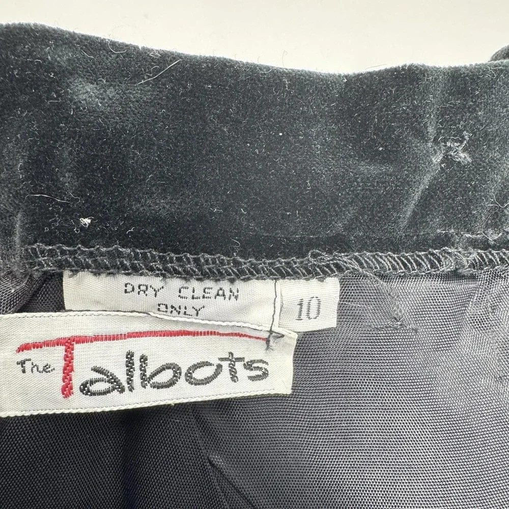 The Talbots Skirt‎ 10 Black Velvet 27 Waist Midi Vintage 80s High Rise Pockets
